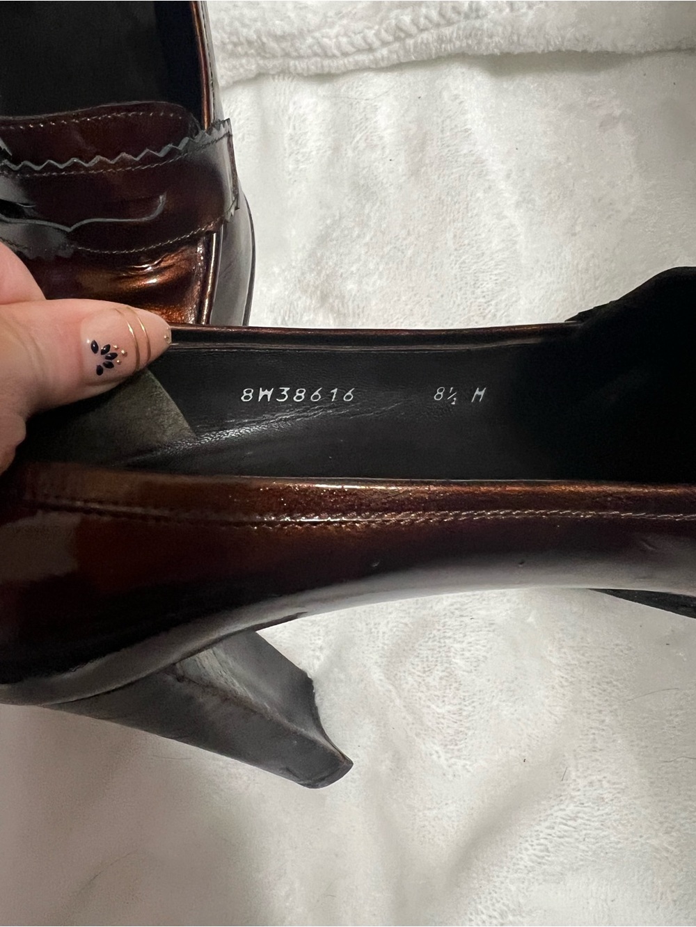 Stuart Weitzman Patent Leather Tortoise
Loafer Heel - Picture 2 of 9